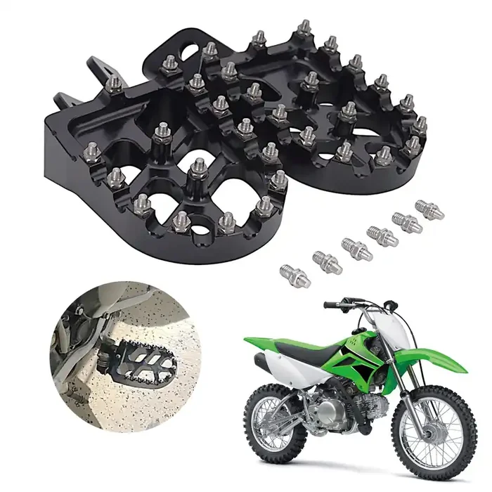 Anxin Dirt Bike Foot Pegs Motorcycle Footpegs Foot Pedals Rests Cnc For Klx 110 Klx110 2002-2023 Klx110L 2010-2023 Kx60 1998-2003 Pit Bike Black