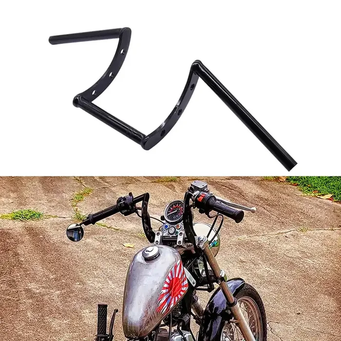 Anxin Motorcycle Handlebar Z Bars 22Mm 7/8‘ Handlebars For Drag Custom Bobber Chopper Cruisers Softail Dyna Sportster – Black