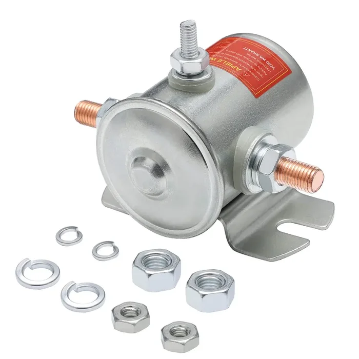 Apiele Continuous Solenoid Relay 24V Dc 125A 3 Terminals Heavy Duty Starter Solenoid Zinc-Plating Max 300A In Rush Spst 1No For