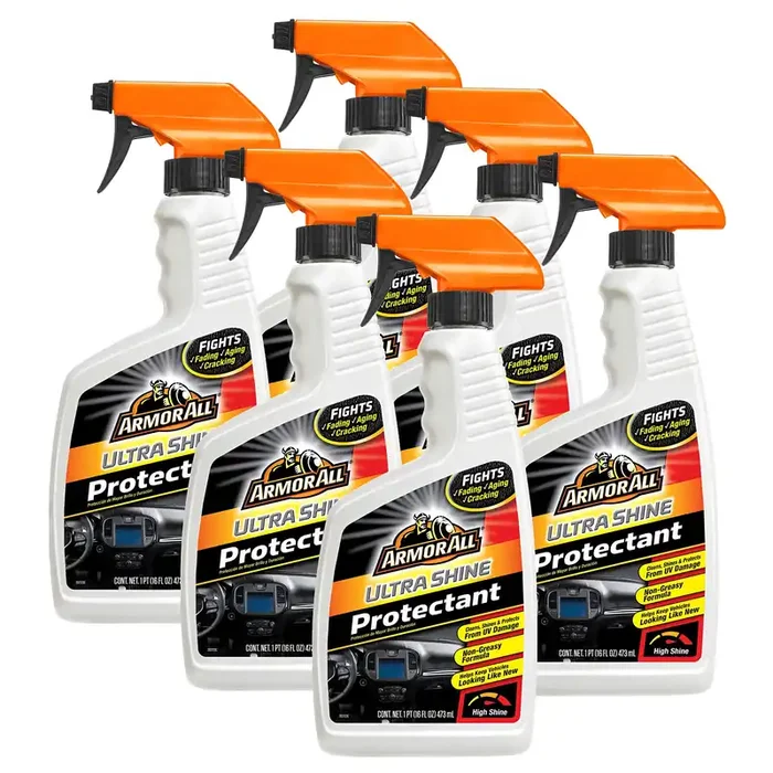 Armor All Interior Car Cleaner Spray Bottle, Protectant Cleaning For Cars, Truck, Motorcycle, Ultra Shine, 16 Fl Oz, Pack Of 6, 10345