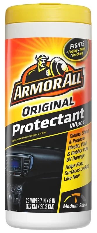 Armor All Original Protectant Wipes , Disposable Car Cleaning Wipes Renews And Revitalizes Automotive Interiors, 25 Count