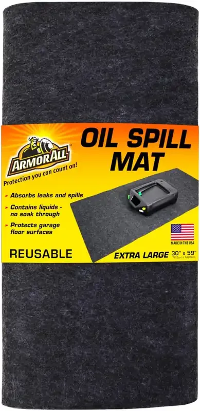Armor All Premium Oil Spill Mat, Garage Floor Maintenance Mat (30‘‘ X 59‘‘), Absorbent Oil Pad, Reusable, Washable, Durable, Wat