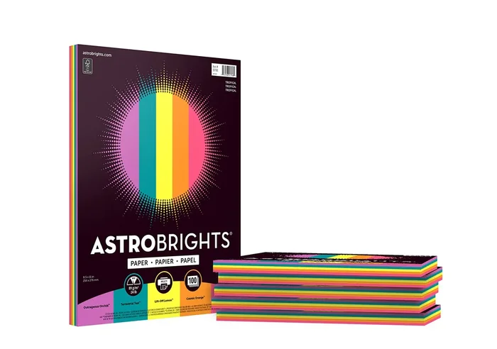 Astrobrights Colored Paper, 8.5‘‘ X 11‘‘, 24 Lb/89 Gsm, ‘‘Tropical‘‘ 5-Color Assortment, 100 Count (Pack Of 6) – 600 Sheets In T