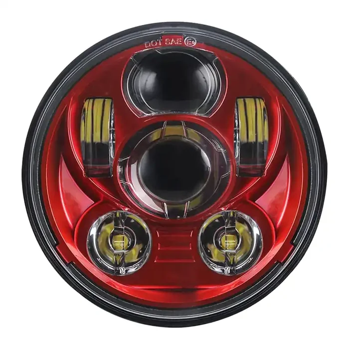 Atubeix 5-3/4 5.75‘ Led Motorcycle For Iron 883 Dyna Sportster Low Rider Triple Wide Glide Projector Driving Lamp 1 Pcs (Red)