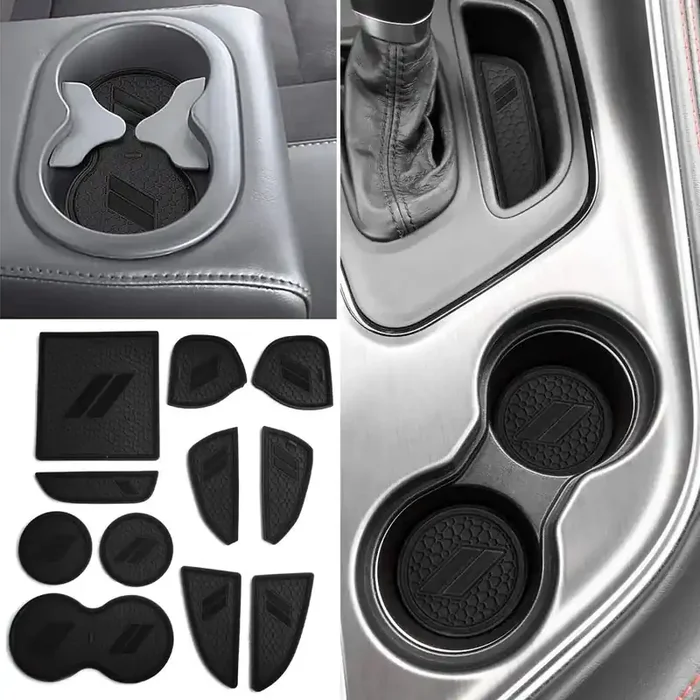 Auovo 11Pcs Anti-Dust Mats For Challenger Accessories 2015-2023 Custom Interior Cup Holder Inserts Door Pocket Center Console Li