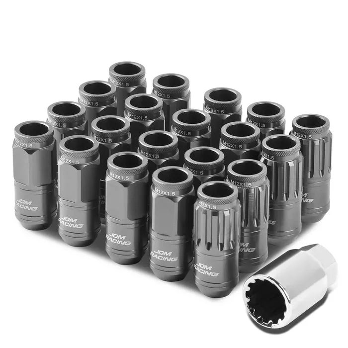 Auto Dynasty M12 X 1.5 Open End Design 16-Piece Aluminum Alloy Wheel Lug Nuts + 4 X Lock Nut + 1 X Lock Nut Key (Gun Metal)