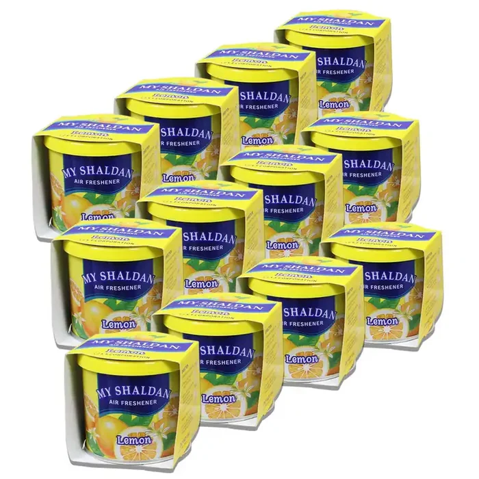 Auto Dynasty My Shaldan Japanese Car Cup-Holder Natural Air Freshener Cans – Lemon Scented (Pack Of 12)