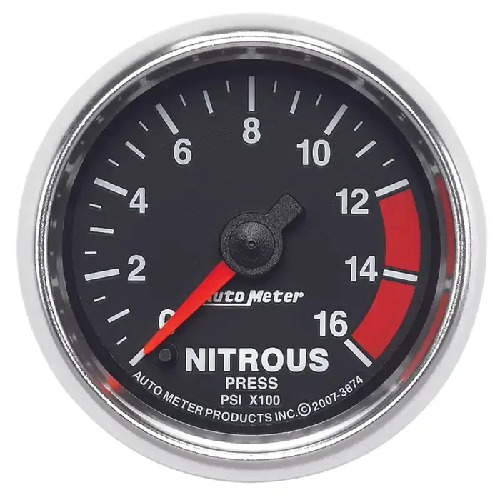 Auto Meter GS Series 2 1/16″ 0-16psi Nitrous Pressure Gauge