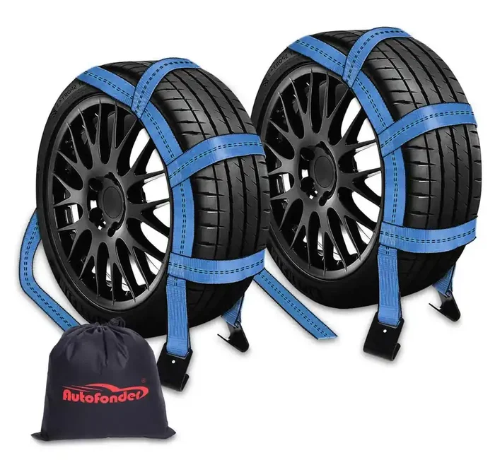 Autofonder 2Pc Tow Dolly Basket Straps With Flat Hook For 14‘‘-17‘‘ Tires -10,000 Lbs Breaking Strength Tire Bonnet&Tire Net -2