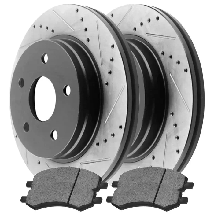 Autoshack Black Hat Drilled And Slotted Brake Rotors With Ceramic Pads Front Brake Rotor Replacement Kit For 2006-2018 Ram 1500 2007-2009 Dodge Durango 2007-2009 Chrysler Aspen 4Wd Scdpr63007630071084