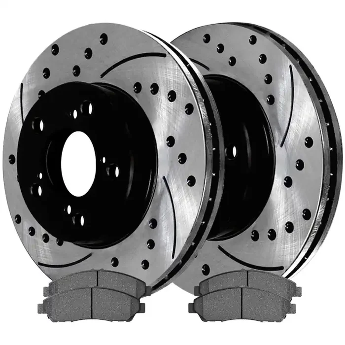 Autoshack Front Drilled And Slotted Brake Kit Rotors Black And Ceramic Pads Pair Of 2 Driver And Passenger Side Replacement For Acura Zdx Rlx 2007-2013 Mdx 2009-2015 Honda Pilot V6 Scdpr41470414701280