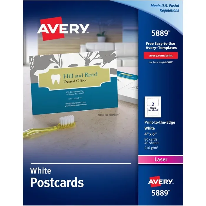 Avery&Reg; Sure Feed Postcards – 97 Brightness6 X 4 – 80 / Box – Fsc Mix – Perforated, Heavyweight, Rounded Corner, Uncoated