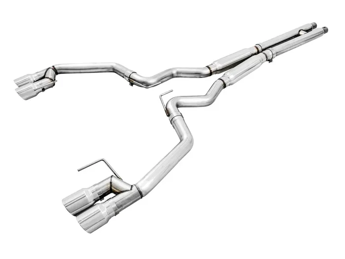 AWE Track Edition Cat-back Exhaust Quad Chrome Tips (2018-2023 Mustang GT) – 3020-42064