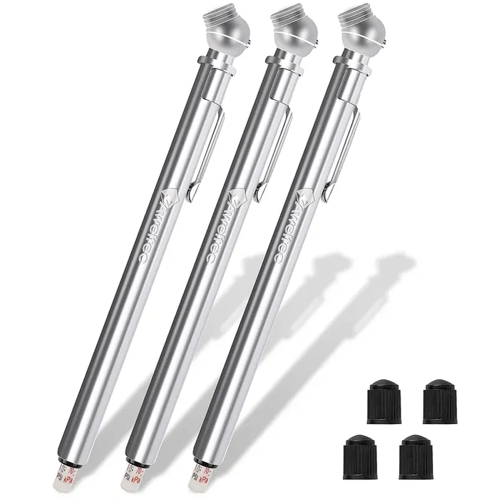 Aweltec Pencil Tire Pressure Gauge (10-75Psi) Stainless Steel Body And Metal Made Nozzle 3 Measurements For Cars, Pickups, Rvs,