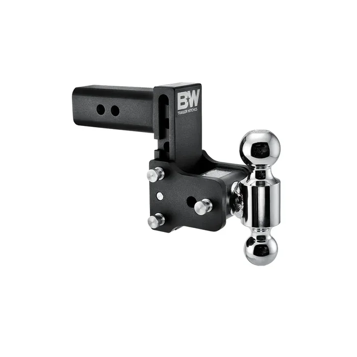 B&W Trailer Hitches Tow & Stow Adjustable Trailer Hitch Ball Mount – Fits 2.5‘ Receiver, Dual Ball (2‘ X 2-5/16‘), 5‘ Drop, 18,000 Gtw – Ts20037B