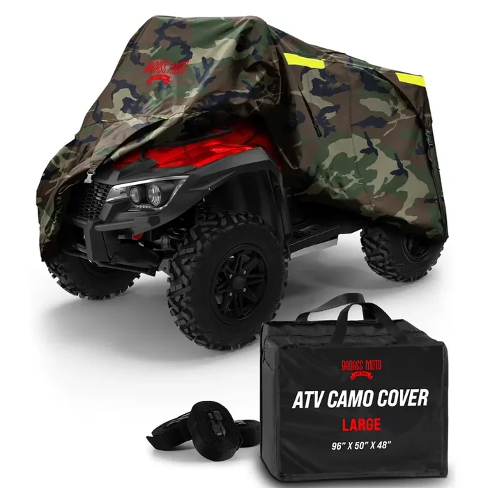Badass Moto Camo Atv Covers Waterproof Outdoor Heavy Duty, Rip-Resistant, Night-Reflective Quad Cover W/Advanced Waterproofing,