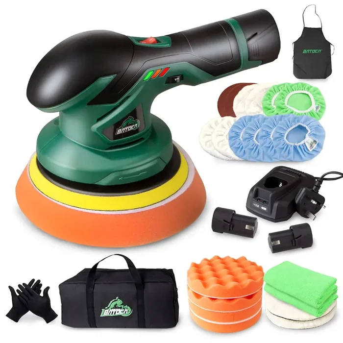 Batoca – Cordless Car Buffer Polisher – With 2Pcs 12V Lithium Rechargeable Battery Cordless Polisher With 6 Variable Speed, 2.0A
