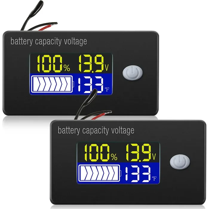 Battery Capacity Voltage Meter With Alarm And External Temperature Sensor 0-179 ? Temperature Monitor 12V 24V 36V 48V 60V 72V Ac