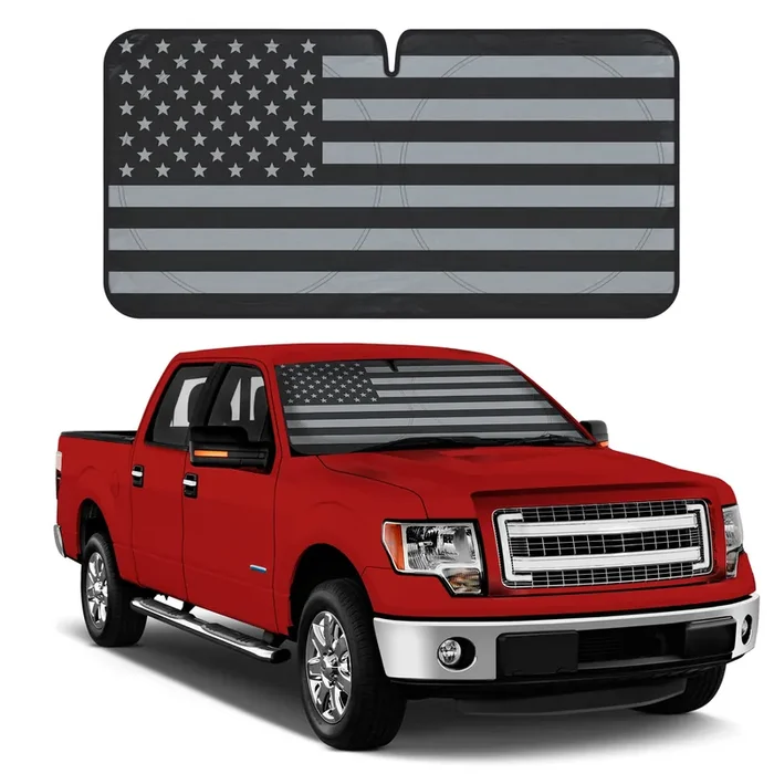 Bdk Usa Black American Flag Accordion Sun Visor For Car Windshield Cover – Truck Window Shades Car Flag & Sun Visor For Truck Wi