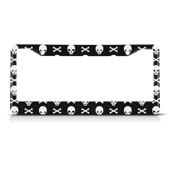 Beabes Halloween Skull License Plate Frame Dead Skull Design Car Frames, License Plates Holder, Dark Gothic Pattern License Plat