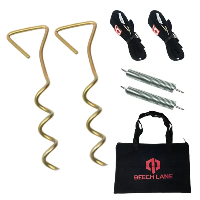 Beech Lane Heavy Duty Pre-Assembled Rv Awning Anchor Kit, Sturdy Cam Buckles With Thick Straps, Durable Canvas Storage Bag, Stee