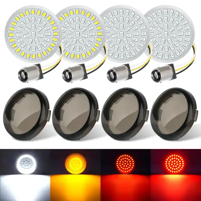 Benlari New Version1157 Led Turn Signals Bulbs, 2‘ Front Rear Lights With Smoked Lenses Fit For Harley Davidson Touring Dyna Softail Sportster Street Glide Road Glide Road King Iron 883 1200 72 48