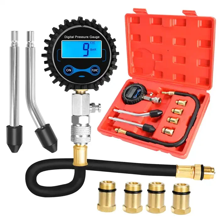 Betooll 8Pcs Compression Tester Automotive – Digital Compression Gauge 0-300Psi For Petrol Engine Cylinder Compression Test Tool