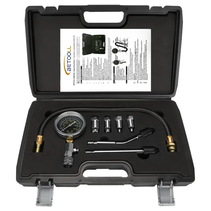 Betooll 8Pcs Petrol Engine Cylinder Compression Tester Kit Automotive Tool Gauge