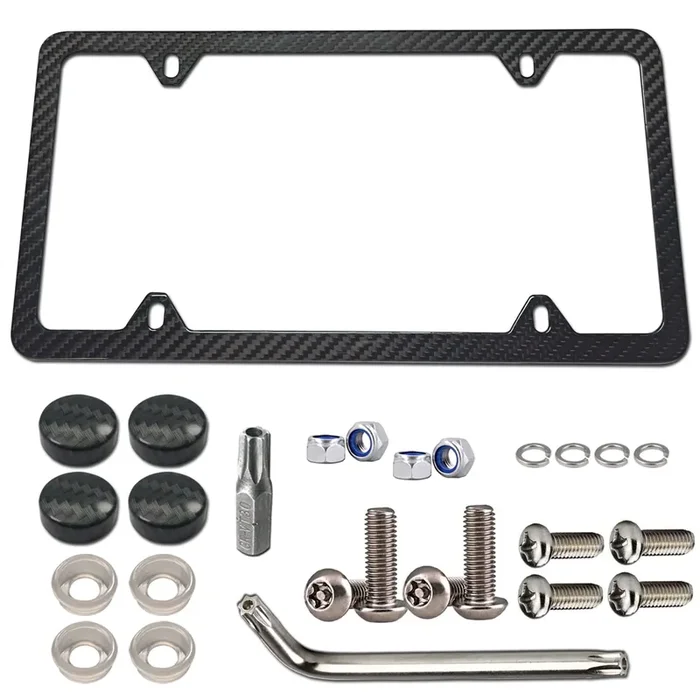 Bggtmo Carbon Fiber License Plate Frame-Stainless Steel License Plate Frames Handmade Covering 100% Real Carbon Fiber Stainles