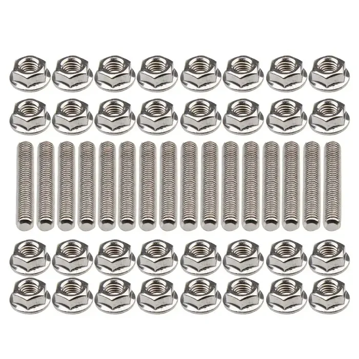 Big-Autoparts 16 Pcs Stainless Steel Exhaust Manifold Stud Nuts Kit Compatible With Ford 4.6 5.4 Liter V8,Compatible With Ford 4.6L 5.4L F150 F250 Manifolds M8*1.25 Exhaust Stud