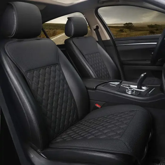 Black Panther 1 Pair Car Seat Covers, Luxury Car Protectors, Universal Anti-Slip Driver Seat Cover With Backrest,Diamond Pattern