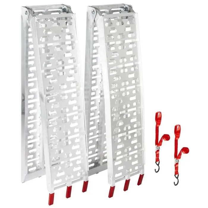 Black Widow Afp-9012-2 Aluminum 7‘ 6‘‘ Arched Atv Ramps For Pickup Truck Bed, Lightweight, Portable And Folds To 45 L, Anti-Slip