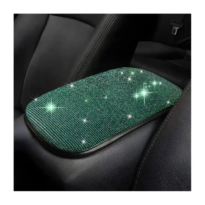 Bling Center Console Cover, Diamond Fashion Armrest Pad, Crystal Soft Arm Rest Protective Cushion, Car Accessories For Women Gir