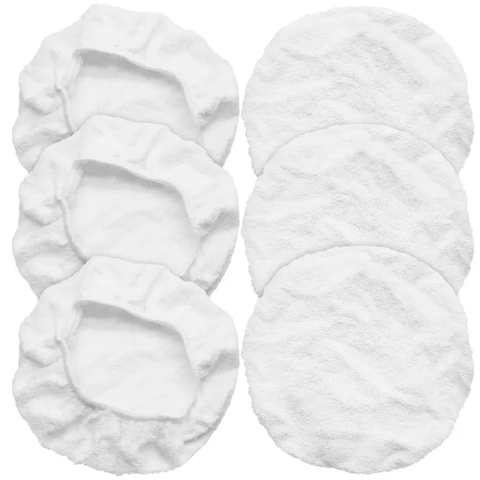 Bonsicoky 6 Pcs Car Polishing Bonnet Buffing Pad Cotton Buffing Pad Cover For 9‘‘ – 10‘‘ Car Polisher, White