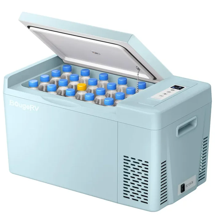 Bougerv Green 23Quart Portable Refrigerator, 12 Volt Fridge 22L, Portable Freezer Compressor Cooler 12/24V Dc 110~240 Volt Ac Fo