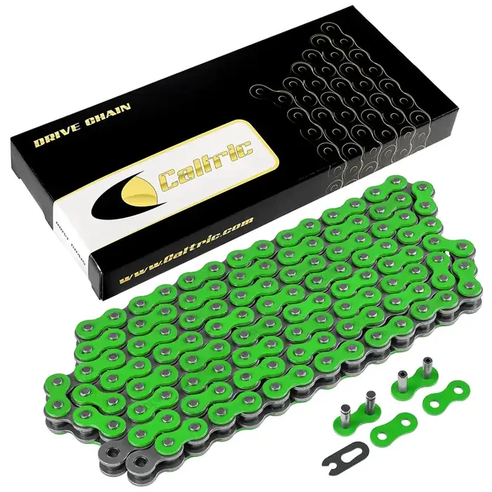 Caltric Green 520-Pitch 120-Links Non-Oring Drive Chain Compatible With Atv/Utv/Quad/Side X Side/Motorcycle/Dirtbike/With Rivet And Clip On Master Links