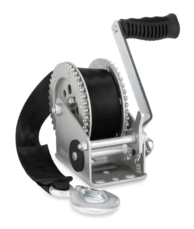 Camco 50000, Trailer Boat Winch Features A 2-Way Ratchet & 20-Foot Strap With A 2,000Lb Weight Capacity