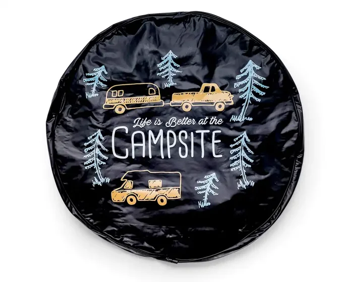 Camco Life Is Better At The Campsite Camper/Rv Spare Tire Cover Features A Vibrant Fade Resistant Rv Camping Themed Design & C