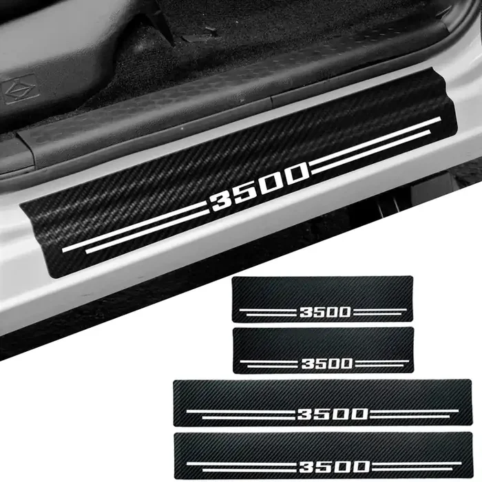 Car Accessories Carbon Fiber Door Sill Scuff Plate Auto Door Entry Guard Scratch Shield For Dodge Ram 3500 2012-2024 Auto Access