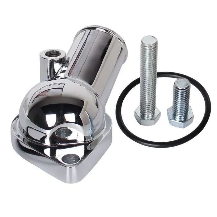 Carbole 21 Degree Chrome Water Neck Thermostat Housing Fit For Chevy V8 5.7L 350 454 Small Big Block