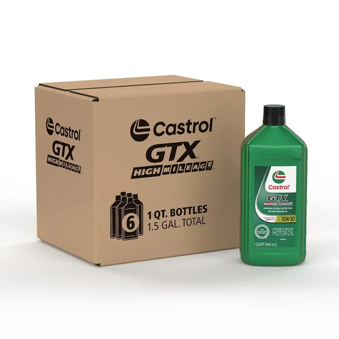 Castrol Gtx High Mileage 10W-30 Synthetic Motor Oil, 1 Quart, Pack Of 6