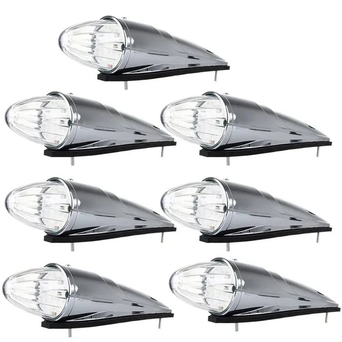 Cciyu 7X 17Led Amber Top Roof Running Bulbs Clear Lens Torpedo Marker Lamp Amber Led Replacement Fit For Heavy Duty Trucks For Kenworth For Peterbilt For Freightliner Mack Upper Roof Cab Light