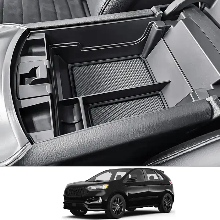Cdefg For 2020-2023 2024 Edge Center Console Organizer Tray Compatible With 2020-2023 2024 Ford Edge Middle Console Organizer Armrest Tray Storage Box 2023 2024 Edge Accessories (Black Trim)