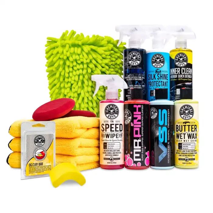 Chemical Guys Hol123 Car Cleaning Kit For Interior & Exterior, 14 Items Including (7) 16 Oz Chemicals