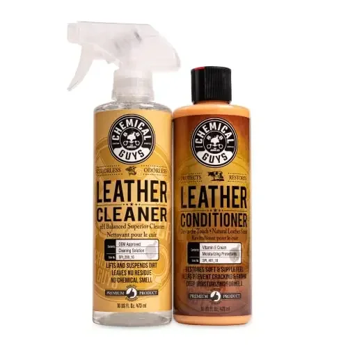 Chemical Guys Spi_109_16 Leather Cleaner And Leather Conditioner Kit For Use On Leather Apparel, Furniture, Car Interiors, Shoes, Boots, Bags & More (2 – 16 Fl Oz Bottles)