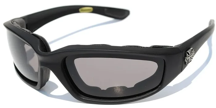 Chopper Night Driving Riding Padded Motorcycle Glasses 011 Black Frame With Yellow Lenses (Black – Smoke Lens), Medium