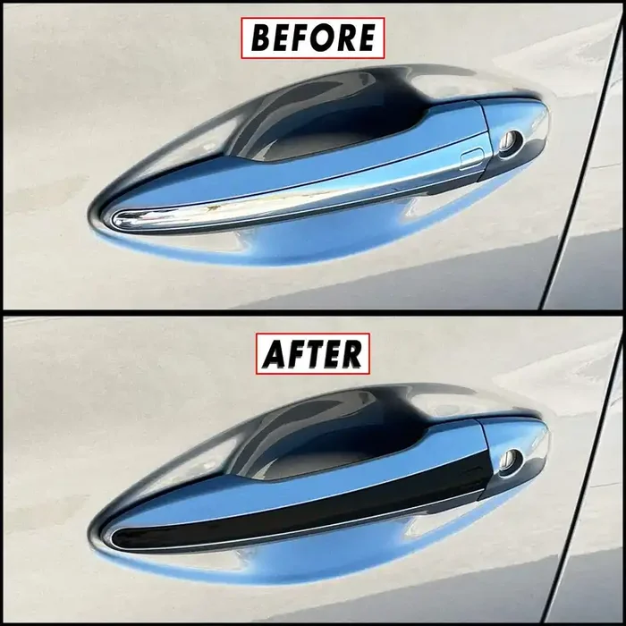 Chrome Delete Blackout Vinyl Overlay For 2014-2022 Infiniti Q50 Q50S Door Handle Trim (Gloss Black)