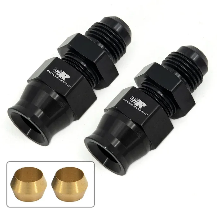 Cnraqr 6An Male Flare To 3/8‘ Fuel Hardline Tube Fitting Adapter Connector Aluminum Alloy Black Anodized 2Pcs