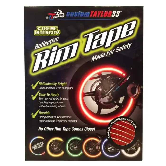 Customtaylor33 (All Vehicles Red High Intensity Grade Reflective Copyrighted Safety Rim Tapes (Must Select Your Rim Size), 17‘ (Rim Size For Most Sportsbikes)