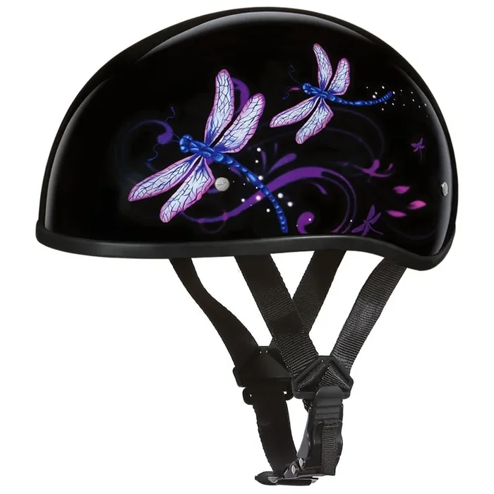 Daytona Helmets Motorcycle Half Helmet Skull Cap- Dragonfly 100% Dot Approved
